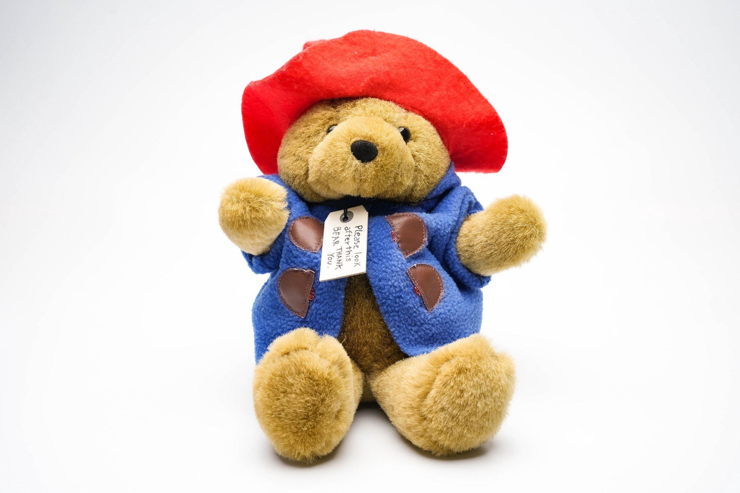 Vintage Paddington Bear knuffel – klassiek model met blauwe jas & rode hoed – ca. 25 cm (10 inch)
