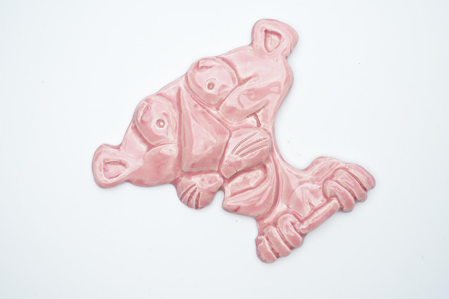 Roze porseleinen decoratie van de Pink Panther - ca. 10x10 cm (4x4 inch)