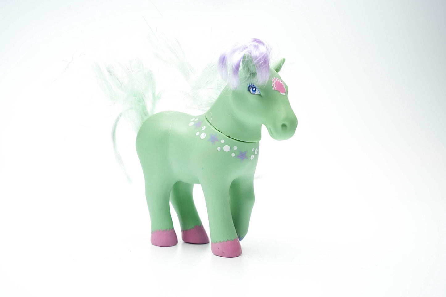 Vintage 1984 Lanard Toys Paard – Groen met Sterren en Hartje – Nostalgisch Speelgoedpaardje