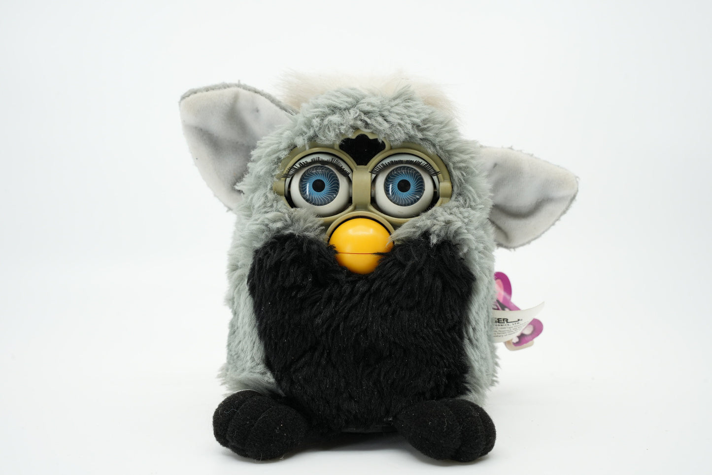 Vintage Furby Koala blauwe ogen 1999 | furby tag | Vintage Furby met Grijs/ Zwarte vacht | Spreekt Engels en Furbish