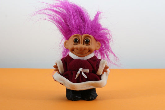 Vintage kerst trol, Trol in kerstpakje, kerst trollen, trol kerst, kerst kado trol