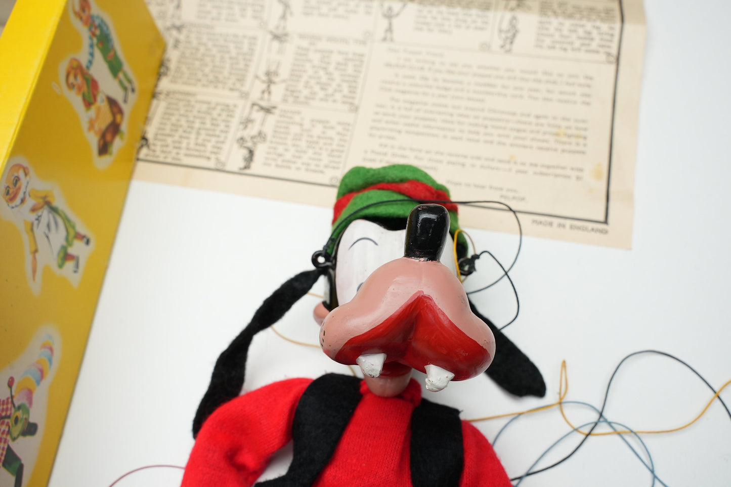 Vintage Pelham Marionet Goofy incl doos en instructies  1960's | Vintage Marionette pop |