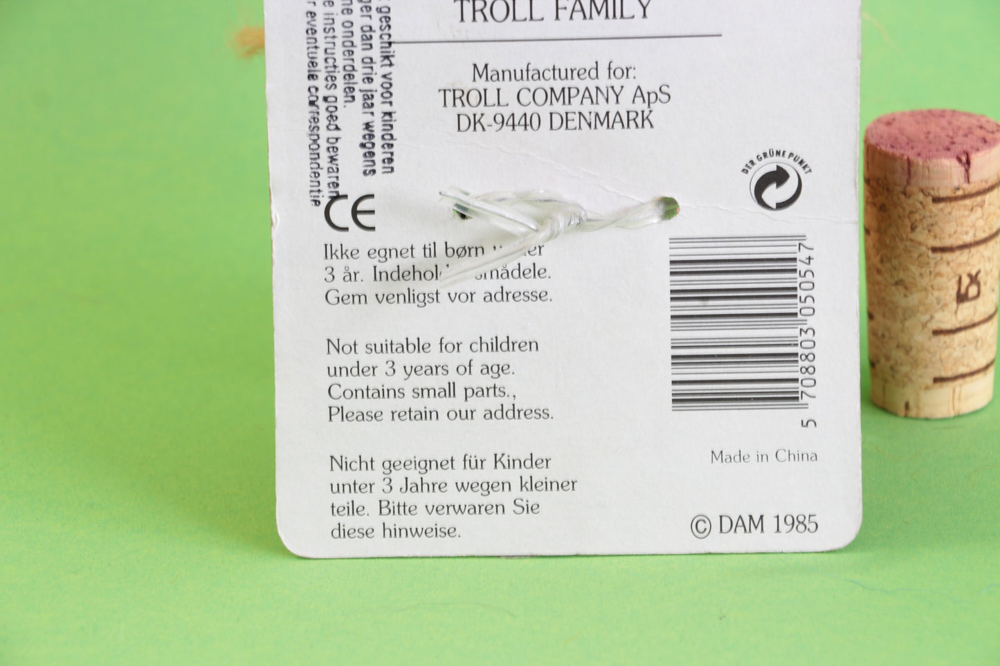 Vintage DAM trol op kaartje | Mini Groom no. 5054 | Orginal DAM troll Troll Family