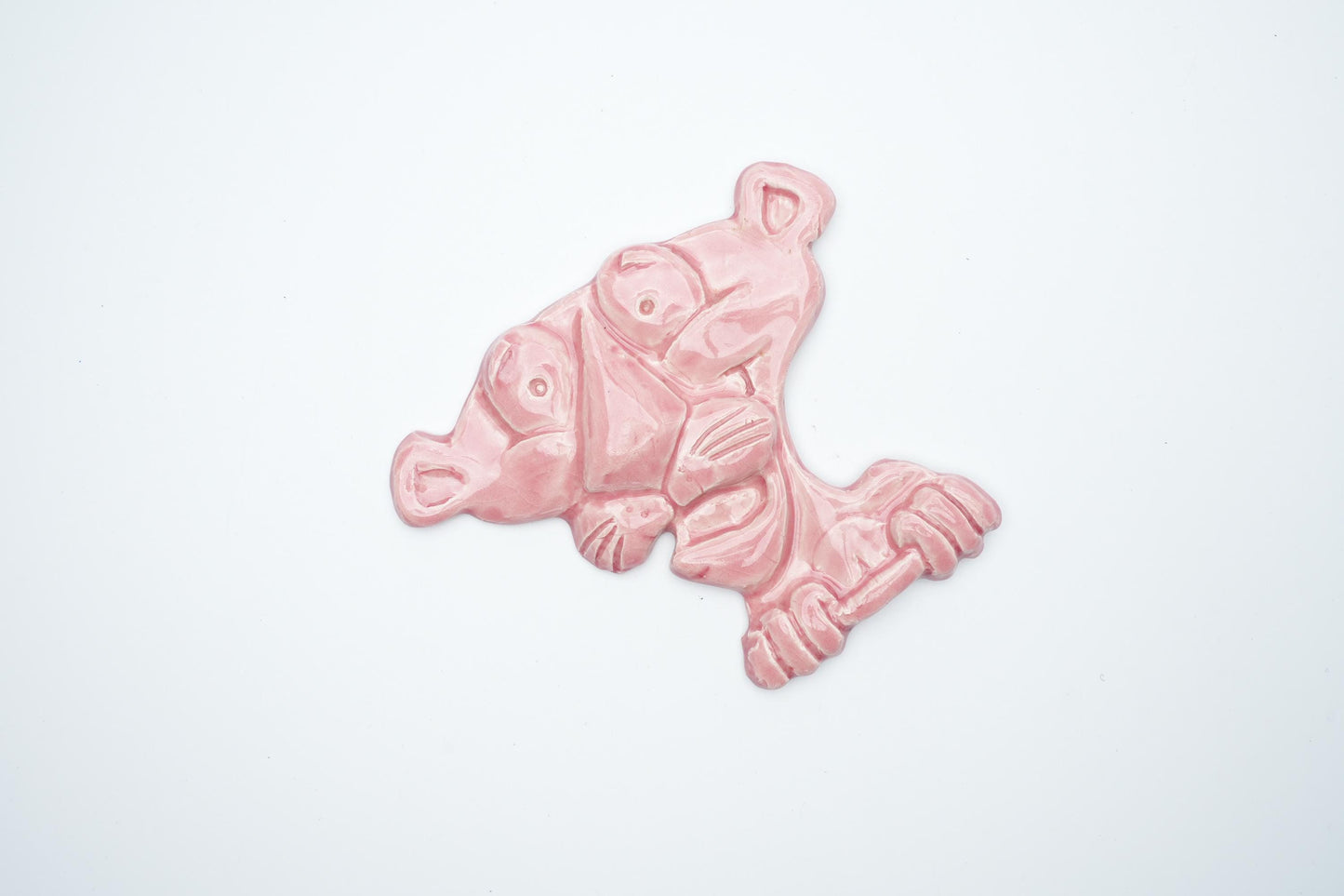 Roze porseleinen decoratie van de Pink Panther - ca. 10x10 cm (4x4 inch)