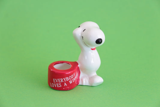 Vintage Snoopy "Everybody Loves a Winner"Ceramic Miniature Collector Item 1966.VGC