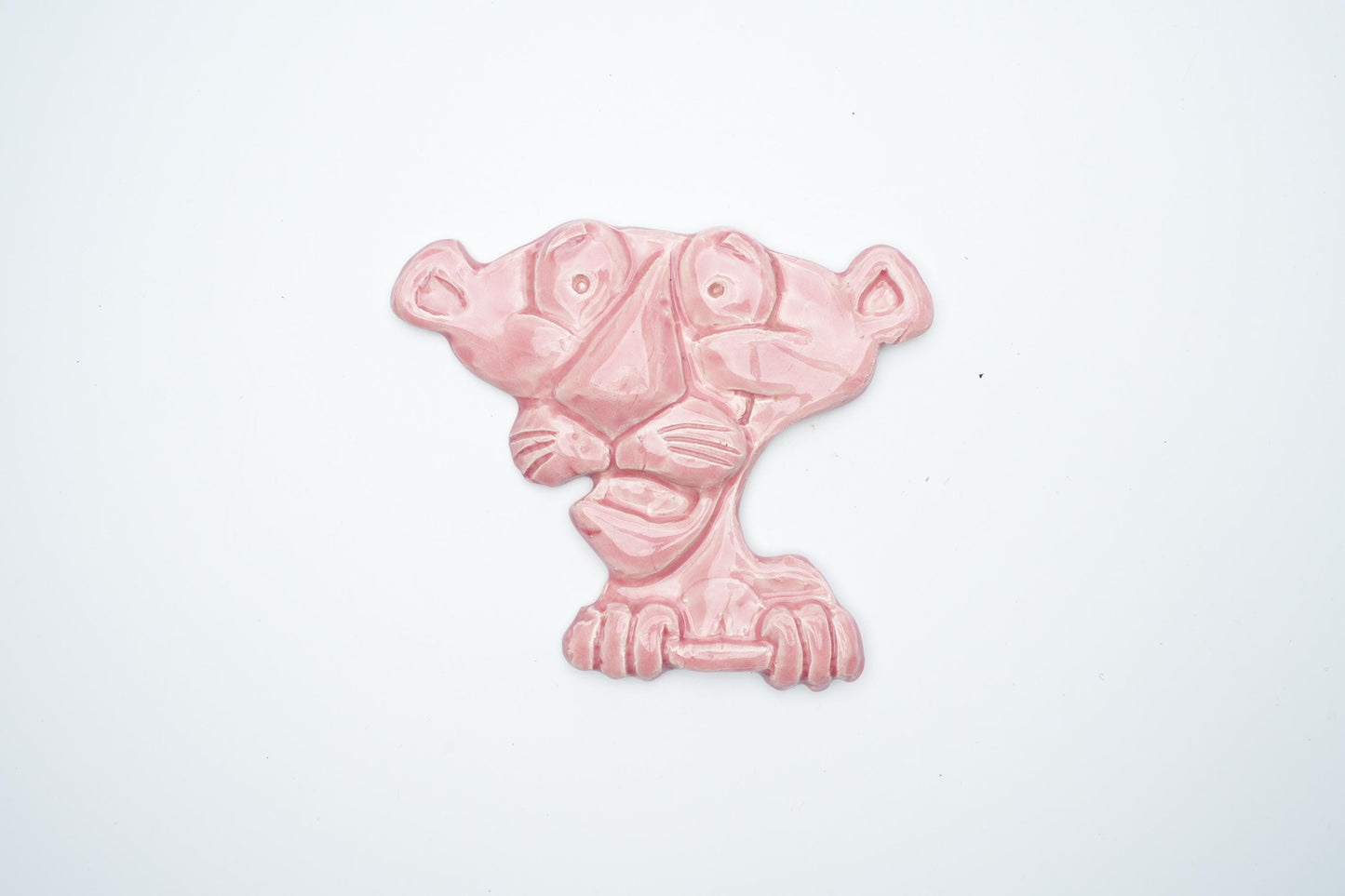 Roze porseleinen decoratie van de Pink Panther - ca. 10x10 cm (4x4 inch)