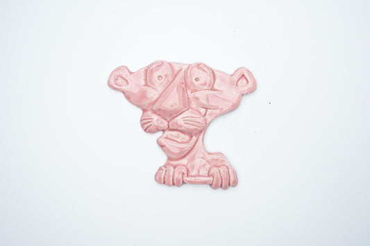 Roze porseleinen decoratie van de Pink Panther - ca. 10x10 cm (4x4 inch)