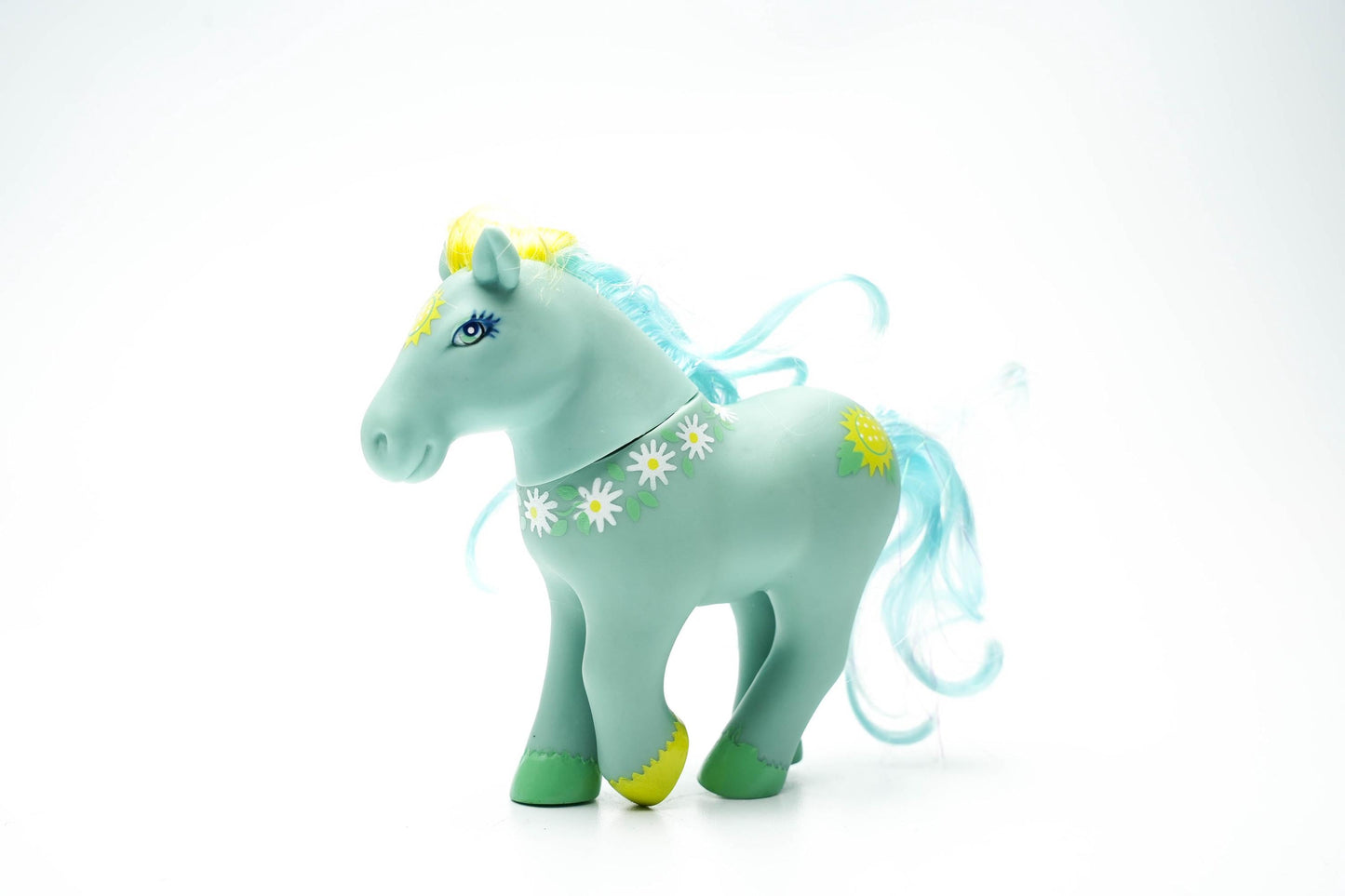 Vintage 1984 Lanard Toys Paard – Mintgroen met Madeliefjes – Retro Speelgoed Pony