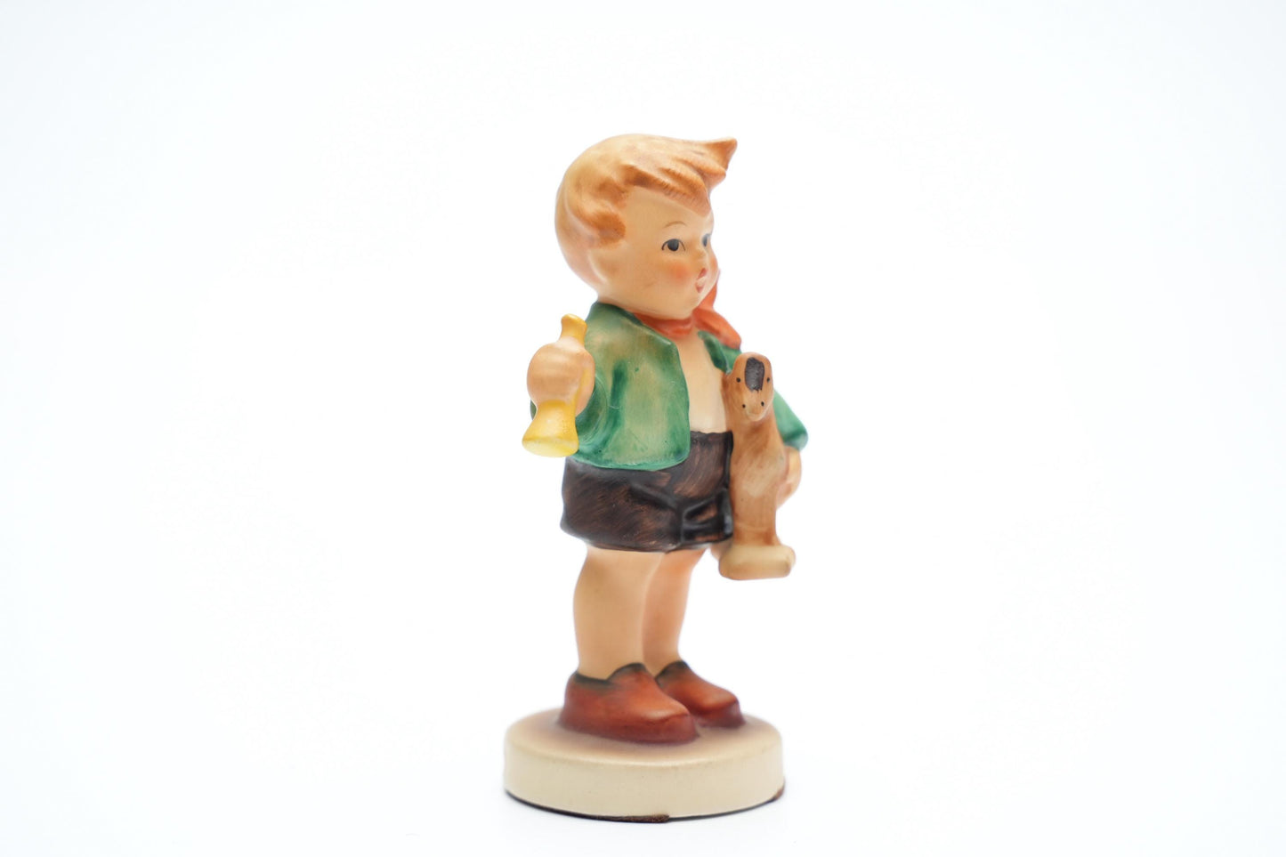 Hummel Beeldje 'Boy with Horn and Dog' - HUM 236/A, TMK-5 (9 cm / 3.5 inch), 1972-1979