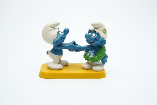 Vintage BP 75 Jubileum Smurfen Set – Kampioen & Gefeliciteerd Smurf
