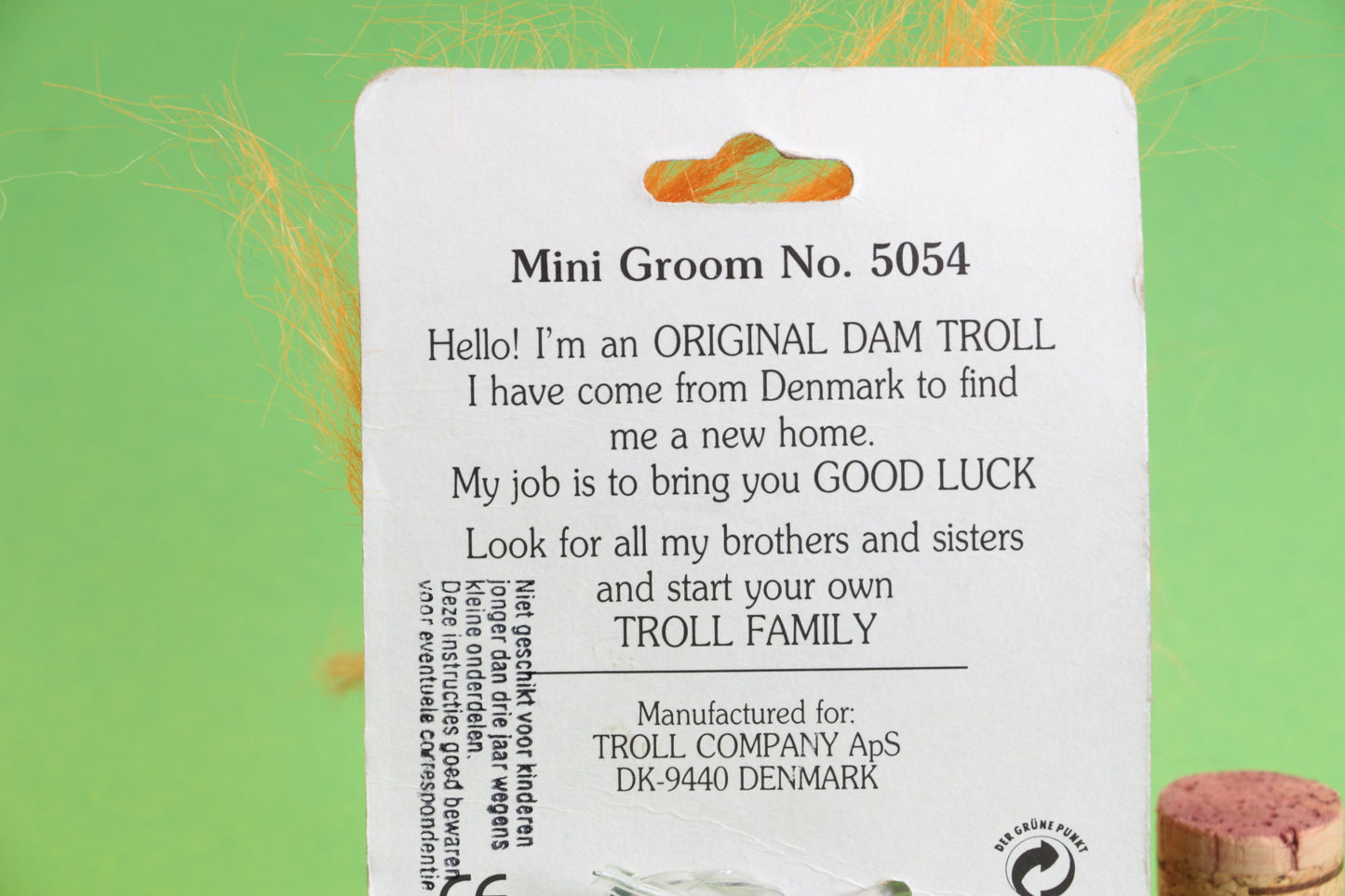 Vintage DAM trol op kaartje | Mini Groom no. 5054 | Orginal DAM troll Troll Family
