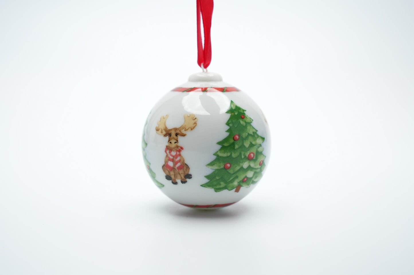 Hutschenreuther Kerstbal Porselein - Rendier en Kerstboom Ontwerp