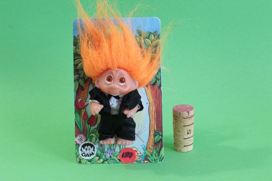 Vintage DAM trol op kaartje | Mini Groom no. 5054 | Orginal DAM troll Troll Family