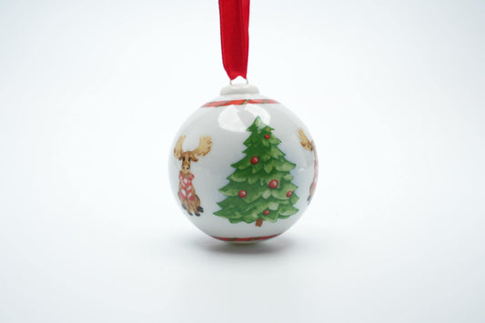 Hutschenreuther Kerstbal Porselein - Rendier en Kerstboom Ontwerp