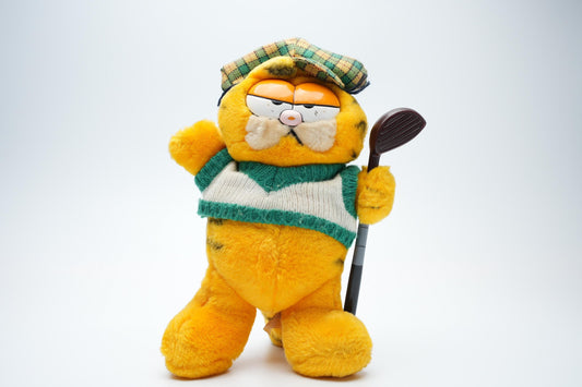 Garfield Knuffel in Groene Golf Outfit – 24 cm (9,4 inch) – Vintage 1981