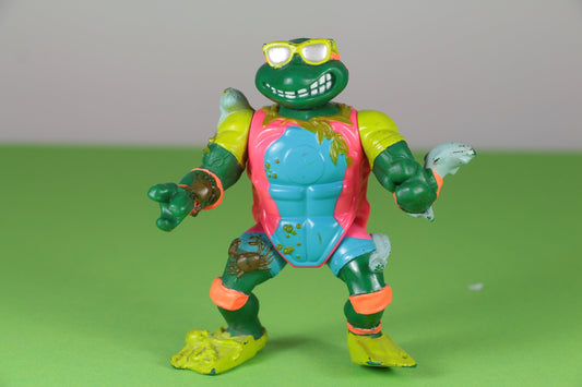 Ninja Turtle als zwemmer met haaien - jaar 1990 - zwempak