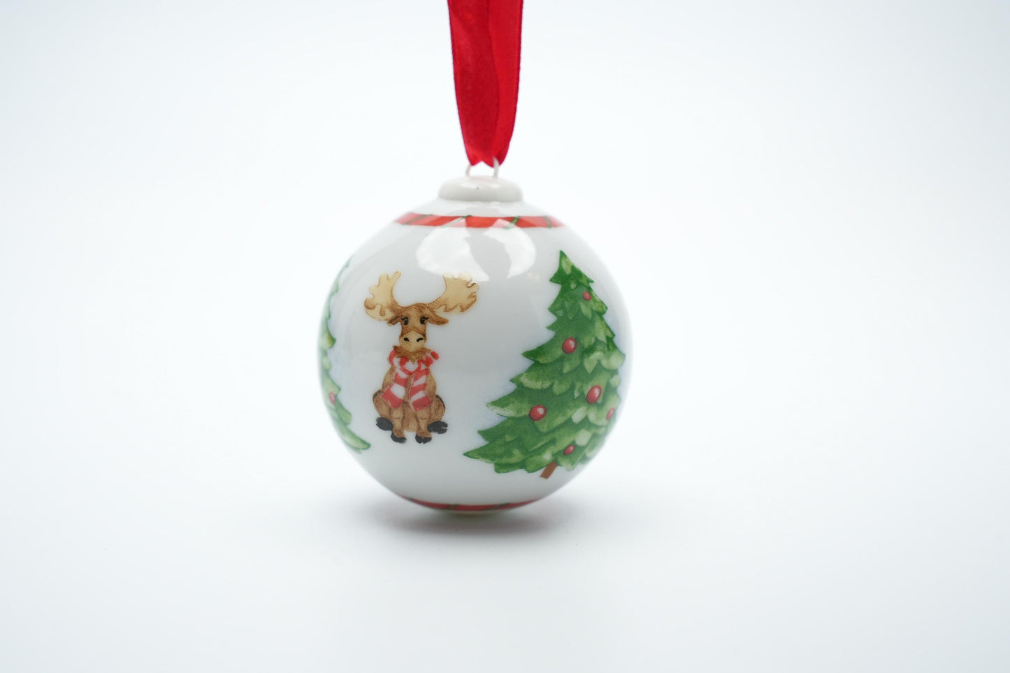 Hutschenreuther Kerstbal Porselein - Rendier en Kerstboom Ontwerp