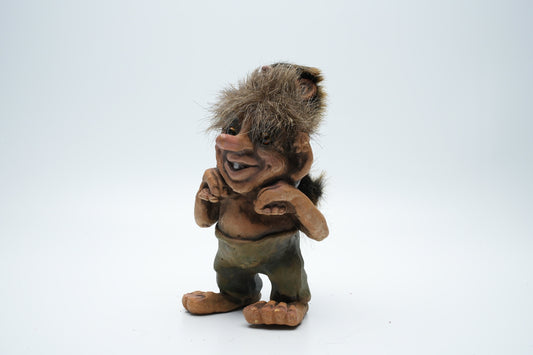 Nyform Troll man met kind  #178 Handgemaakt Noorwegen Noorse Trollen | Oude trol | Vintage trol